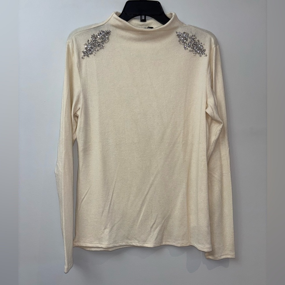 Express Elegant Cream Embellished Women's Top
